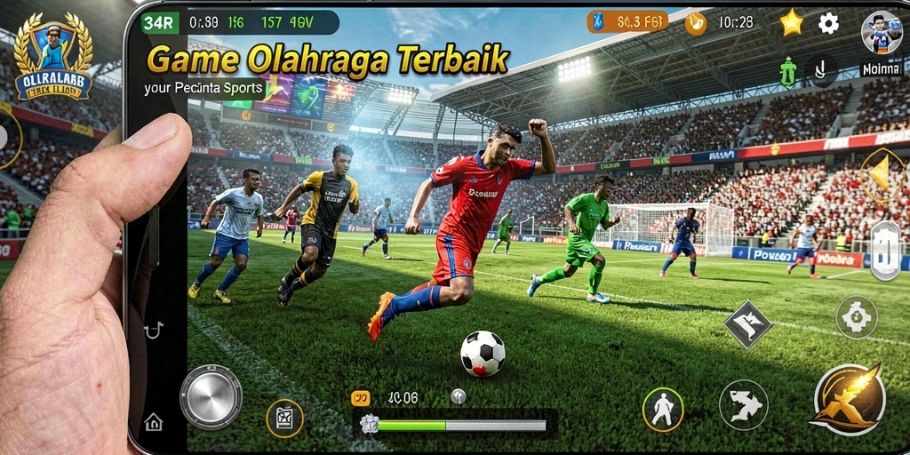 Screenshot gameplay 34R menampilkan pertandingan olahraga yang intens.