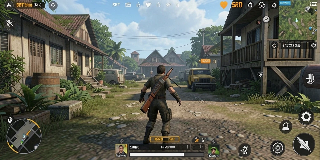 Tampilan gameplay 5RT dengan karakter dan aktivitas sehari-hari.