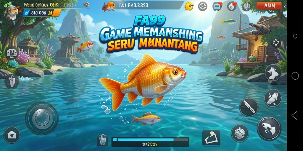 Tampilan gameplay FA99 yang seru dengan berbagai lokasi memancing.