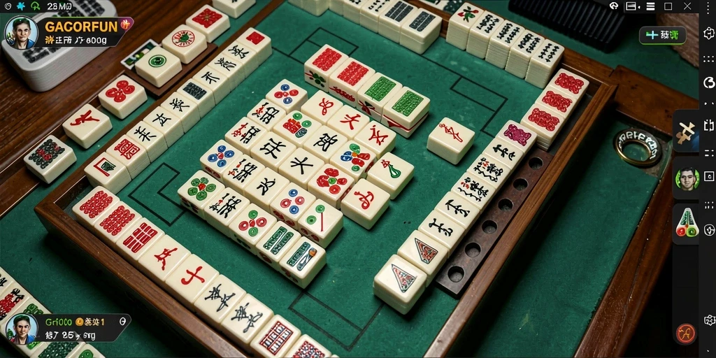 Tampilan gameplay seru dalam GACORFUN yang menampilkan Mahjong.