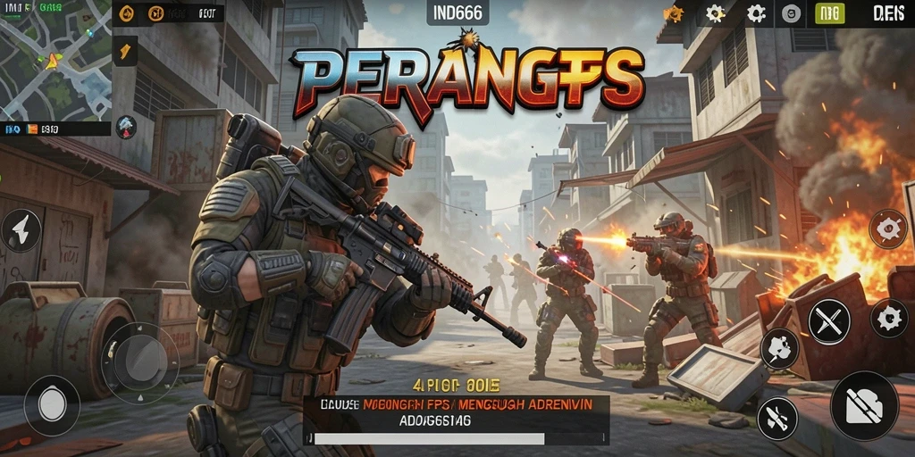 Screenshot menampilkan aksi intens gameplay FPS IND666.