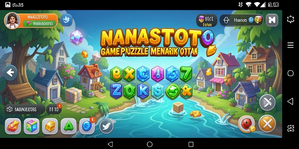 Screenshot gameplay NANASTOTO menampilkan berbagai level teka-teki yang menantang.