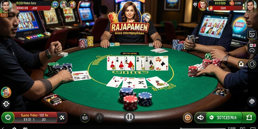 Tampilan menarik gameplay RAJAPAMEN dengan suasana Poker yang seru.