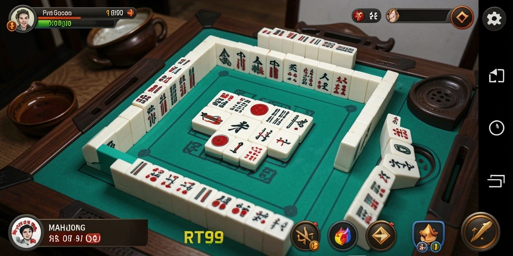 Tampilan gameplay RT99 dengan desain Mahjong yang menarik.