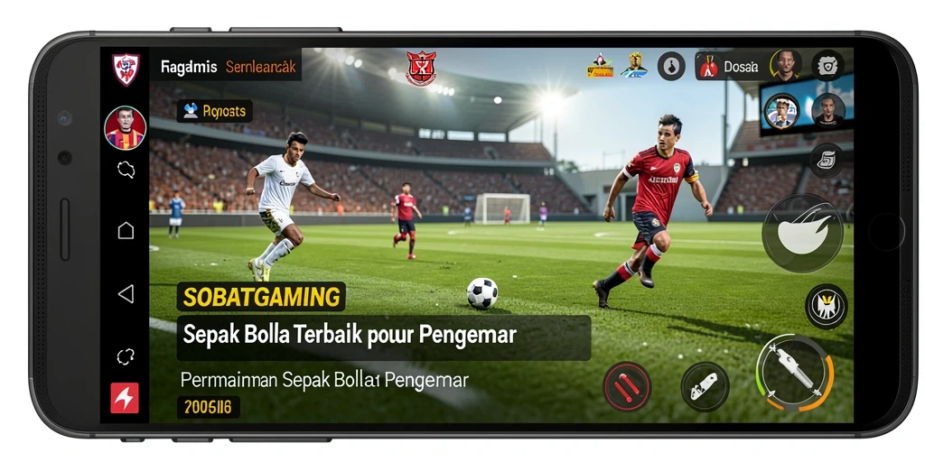 Tampilan gameplay yang menegangkan dan seru di lapangan sepak bola.