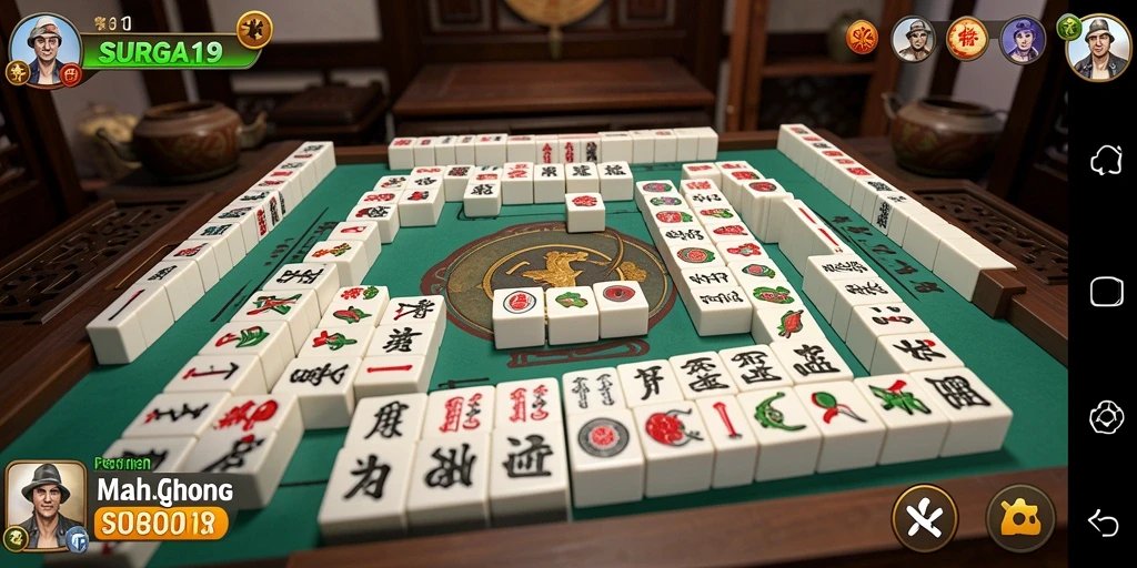 Screenshot gameplay SURGA19 yang menampilkan suasana Mahjong yang seru.