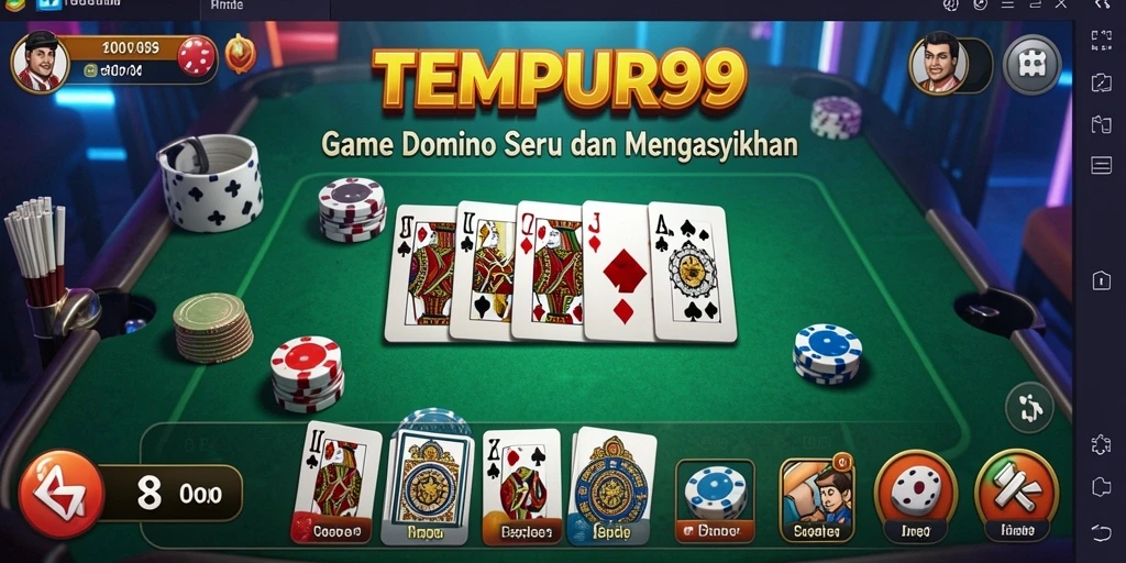 Screenshot game TEMPUR99 menampilkan aksi seru dalam permainan Domino.