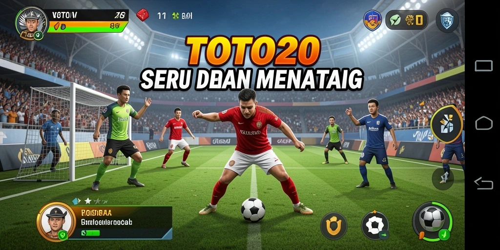 Screenshot utama TOTO20 menampilkan gameplay menarik olahraga real-time.