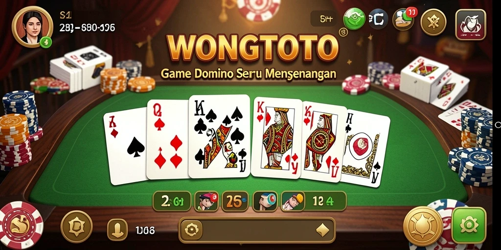 Tampilan gameplay seru dari WONGTOTO yang menampilkan kartu Domino.